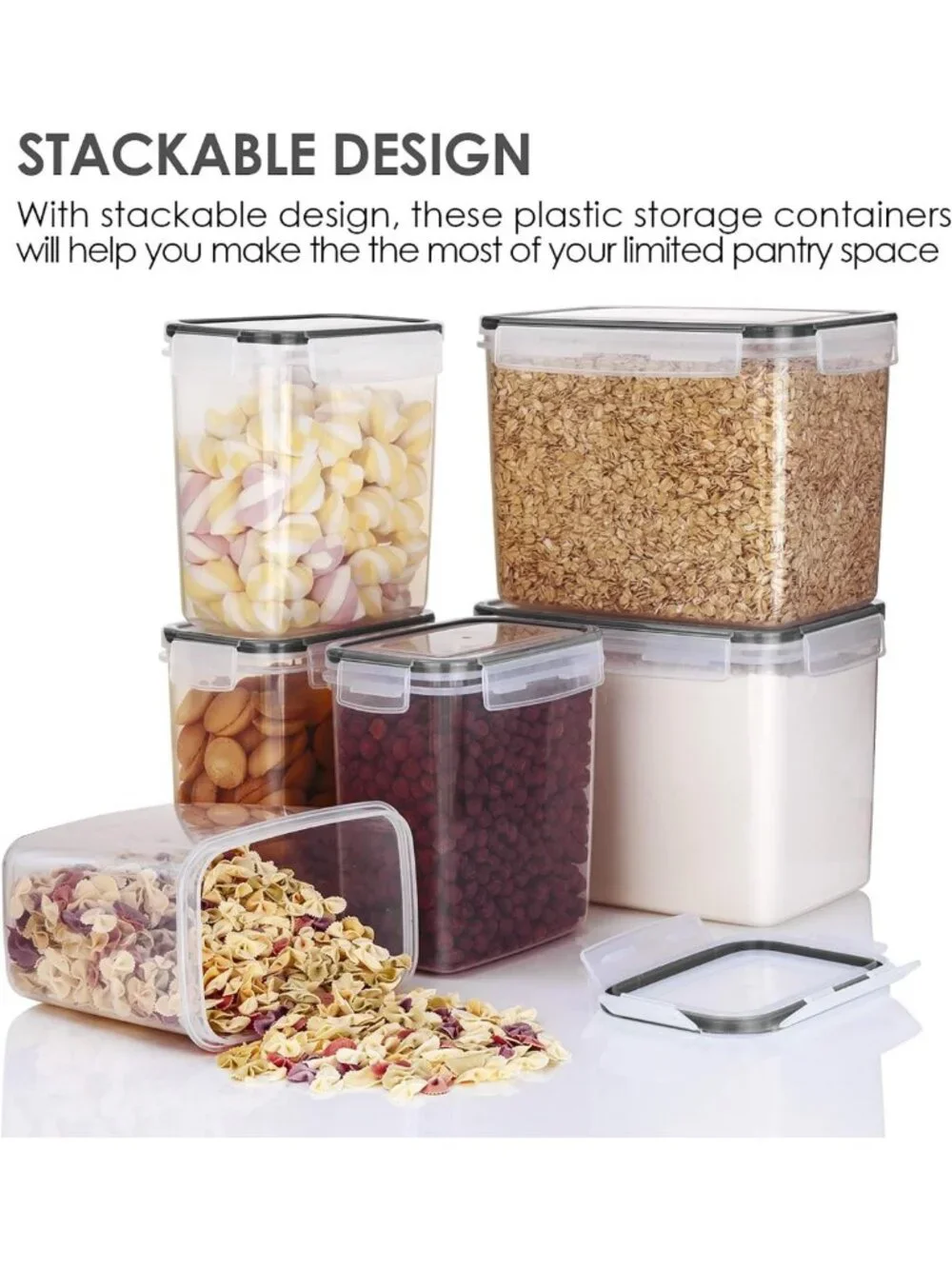 Airtight Food Storage Containers Set of 6 - BPA Free Plastic for Kitchen